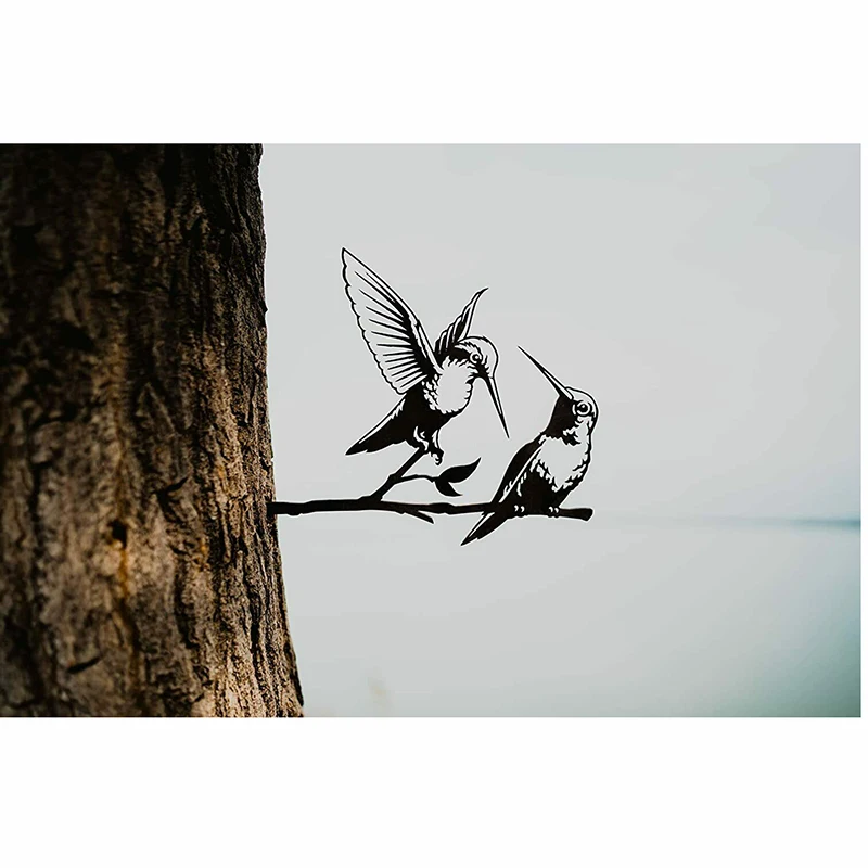 

Hummingbird Couple Decoration Garden Art Backyard Art Tree Art Metalbird Plate Outdoor Decoration For Tree Fence Pole Wall