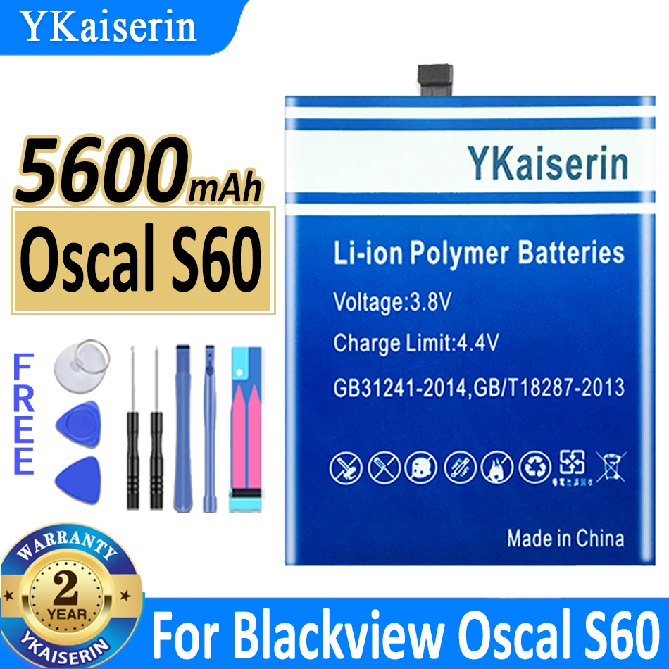 

100% Оригинальный ykaisсеребриновый аккумулятор Li616077HTT 5600 мАч для осциллографа Blackview S60 мобильный телефон Bateria