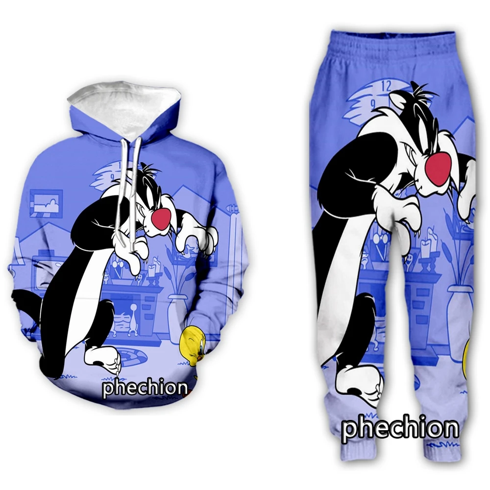 

phechion New Men/Women Cartoon Sylvester 3D Print Clothing Long Sleeve Fashion Sweatshirt Hoodies Men Sport Long Pants P59