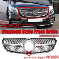 w447 damond grill mesh car front bumper grille grill for mercedes for benz v class w447 v250 v260 2015 2020 with camera abs