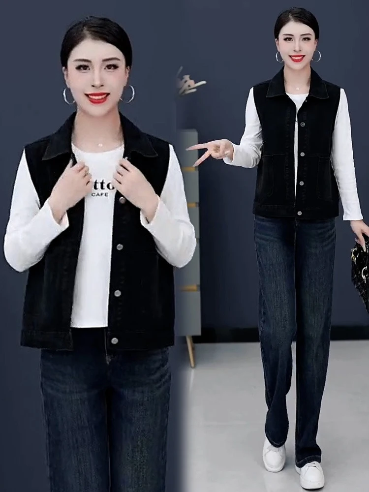 Осень 2024 новый джинсовый жилет верхняя одежда женская высококачественная