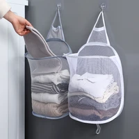 folding laundry basket organizer for dirty clothes bathroom clothes mesh storage bag household wall hanging basket frame bucket