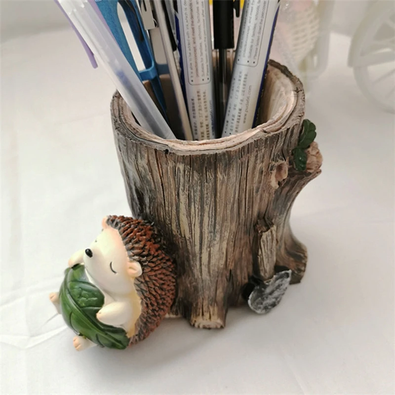 

Nolvety Pen Cup Hedgehog-like Pencil Holder Trunk-shaped Pen Holder Basket-like Pen Container Desk Ornaments for Home
