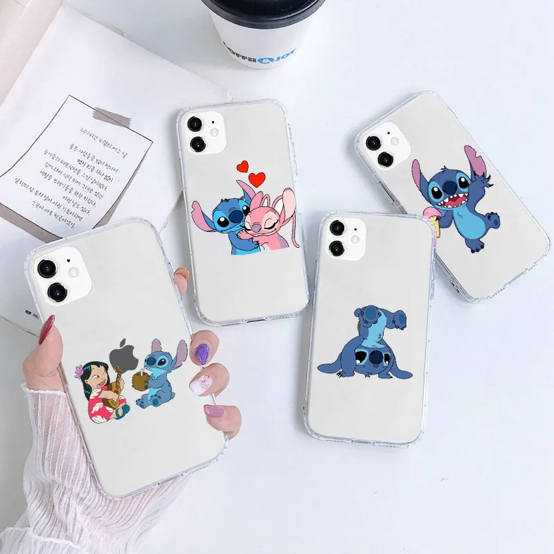 

A-28 Lilo Stitch Transparent Cutout Soft Case for Xiaomi Redmi Note 11 11S 11T Pocophone F1 POCO X3 NFC X4 M2 M3 M4 Pro