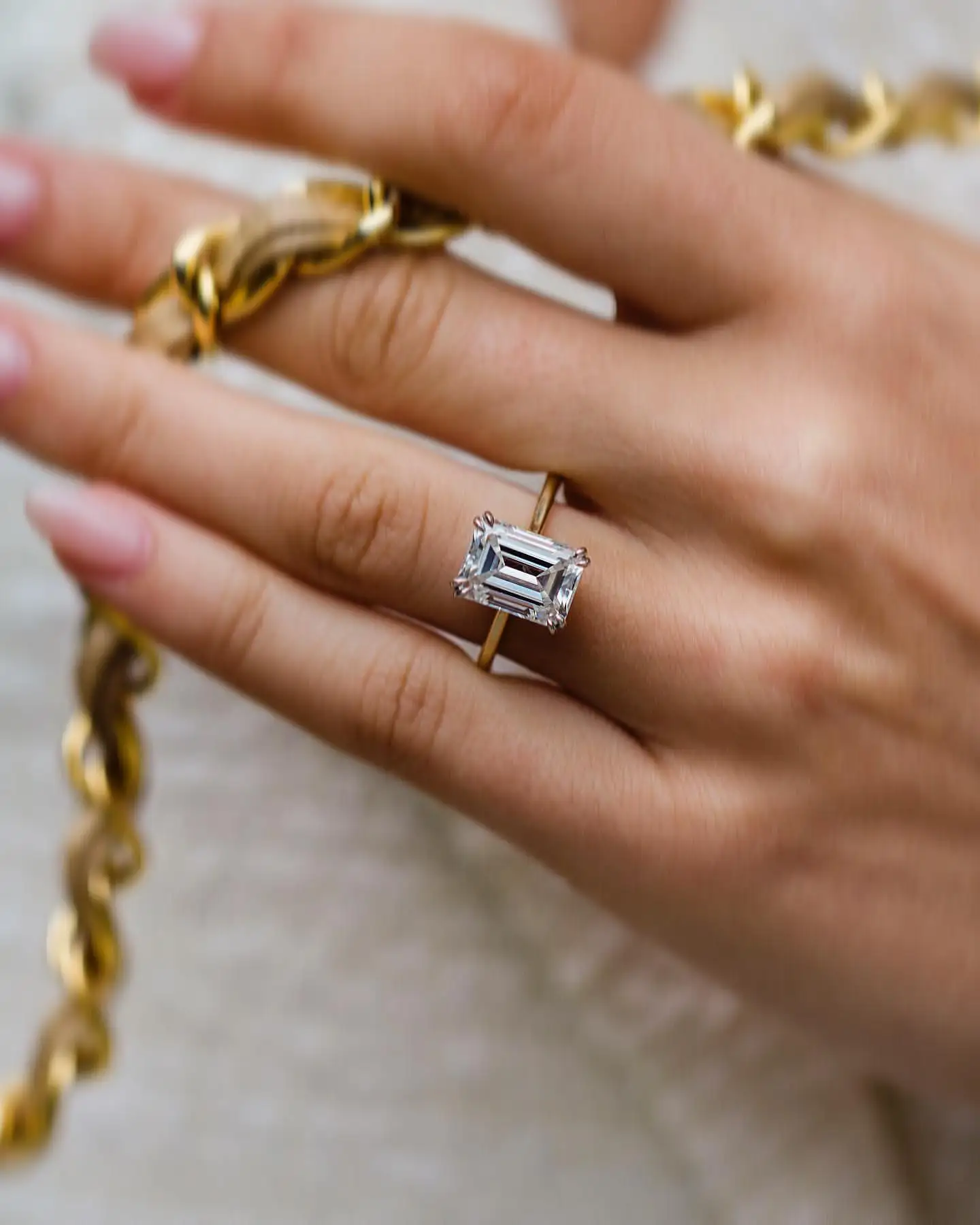 JOVOVASMILE Moissanite Engagement Ring Diamond 4.6 Carats 11x8mm Emerald Cut  Double Claw Jewelry