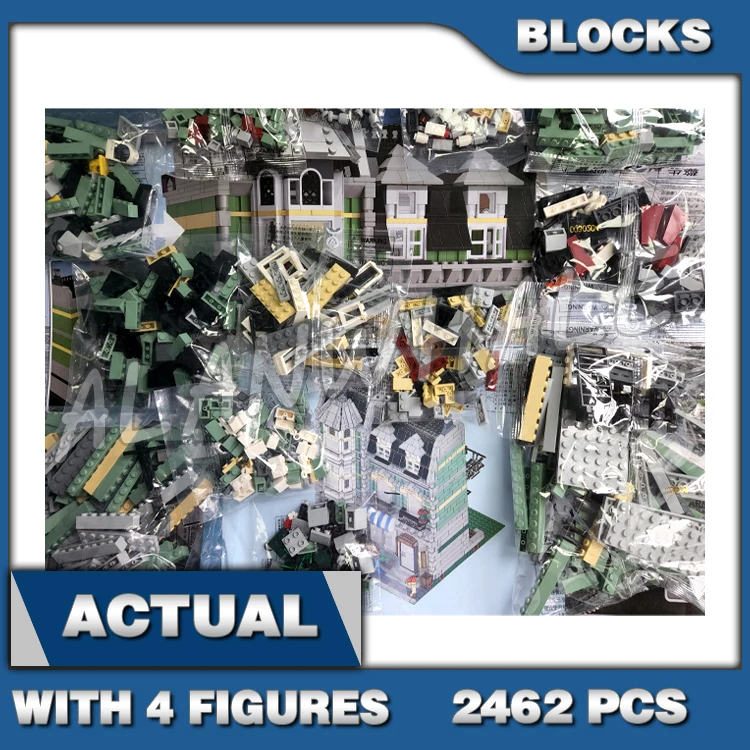 

2462pcs Expert Modular Street View Green Grocer Classic Apartments 15008 Building Block Sets Compatible With Model