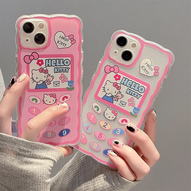 

Cute Cartoon Hello Kitty Creative Phone Cases For iPhone 13 12 11 Pro Max Mini XR XS MAX 8 X 7 Shockproof Soft Shell Girl Gifts