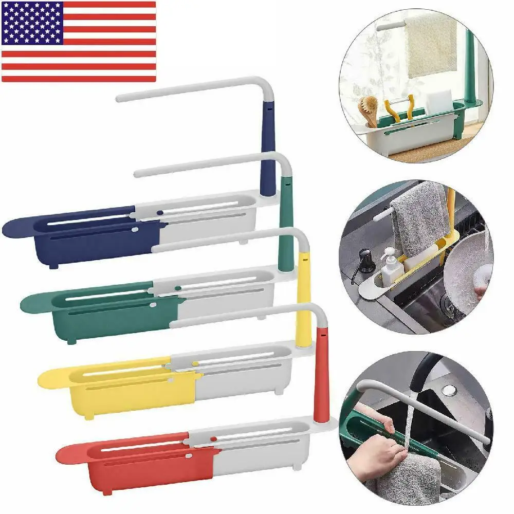 

Sink Rack Telescopic Holder Expandable Storage Drain Kitchen Shelf Sponge Basket
