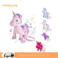 30cm walk unicorn singing music electronic toy plush robot horse electronic unicornio animal cactus toy birthday gifts for kids