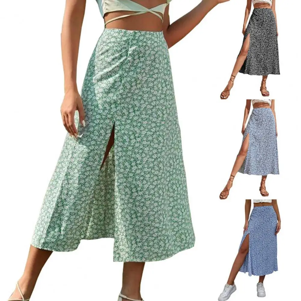 

Юбка Женская средней длины в стиле бохо, длинная трапециевидная юбка с запахом на бедрах, элегантная юбка с цветочным принтом, лето