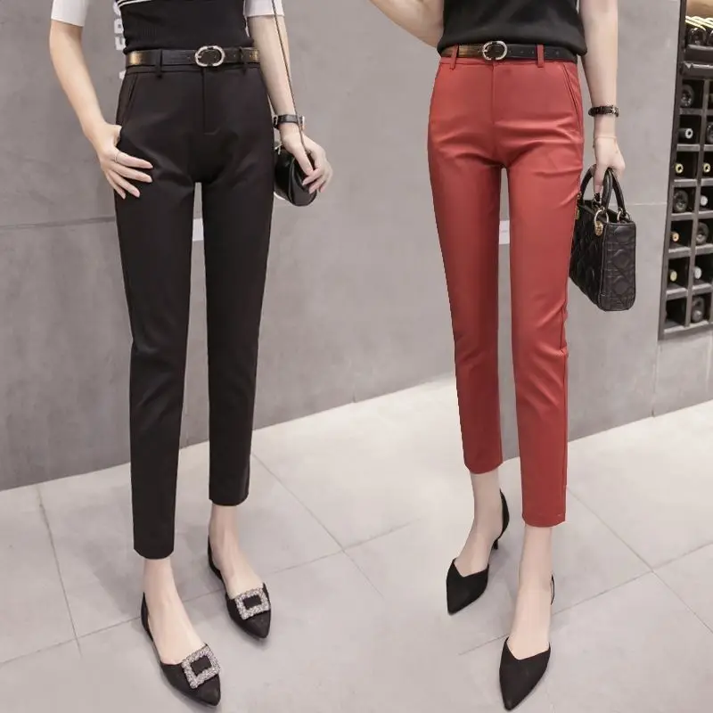 Women High Waist Suit Pants 2023 New Spring Autumn Korean Style Elegant Casual Female Silm Solid Straight Trousers Clothing X105