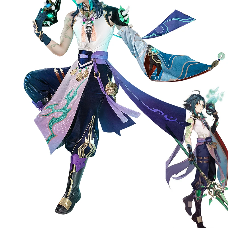 

В наличии, косплей Genshin Impact, костюм для косплея Genshin Impact Xiao, карнавальные костюмы на Хэллоуин для женщин/мужчин