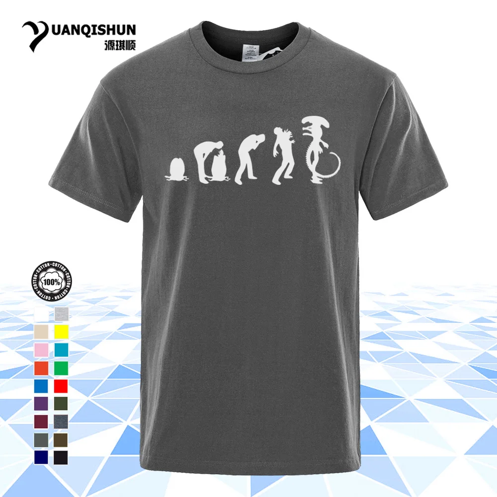 Футболка мужская с принтом Эволюция инопланетянина 100% хлопок 140-A - купить по