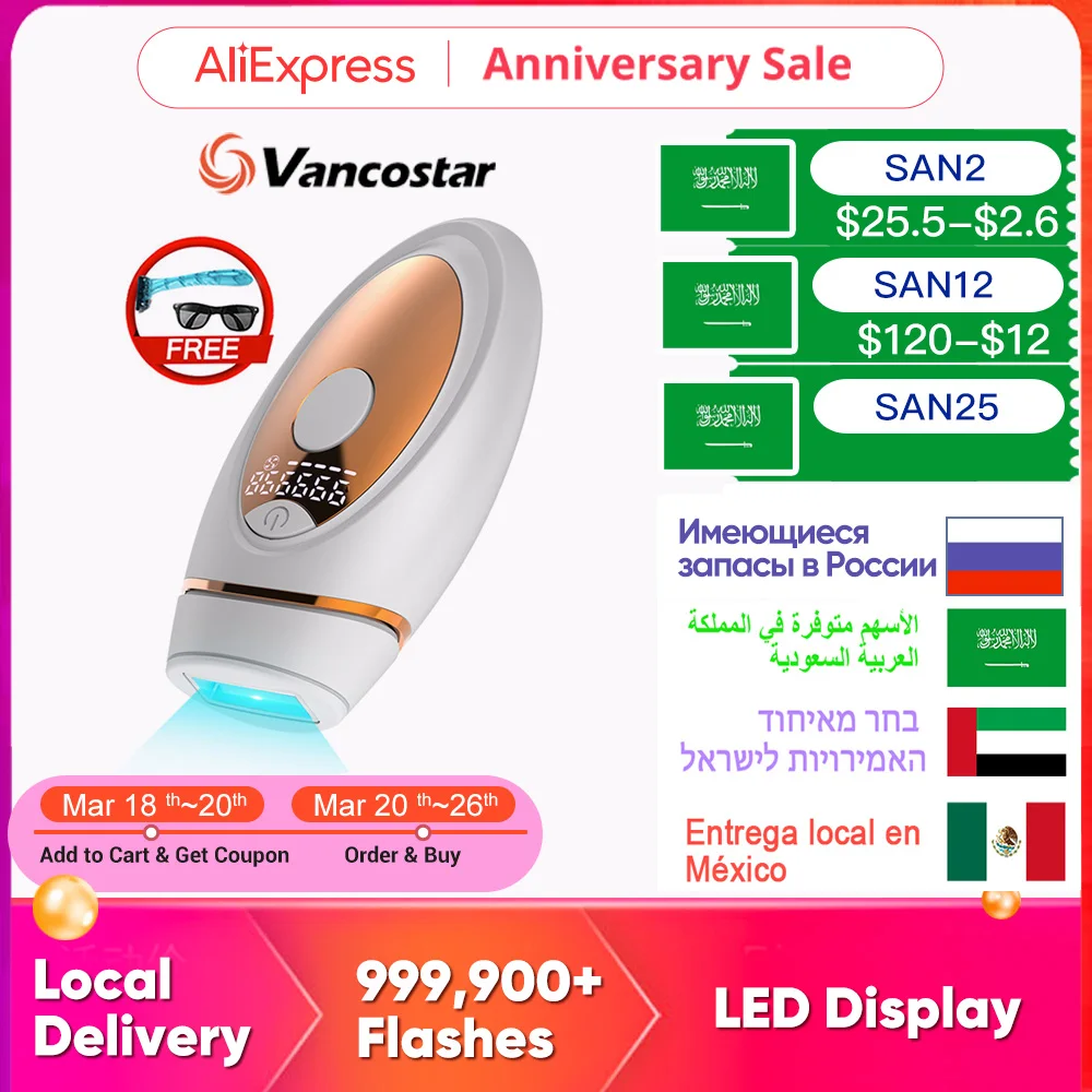 999000 Flashes IPL Epilator LCD Laser Hair Removal Painless 