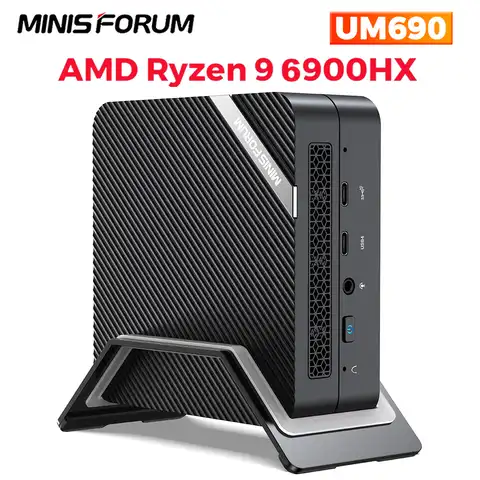 Мини-ПК MINISFORUM UM690 AMD Ryzen 9 6900HX 4,9 ГГц Windows 11 Pro MINI PC DDR5 32 ГБ 1 ТБ SSD PCIe 4, игровой мини-ПК
