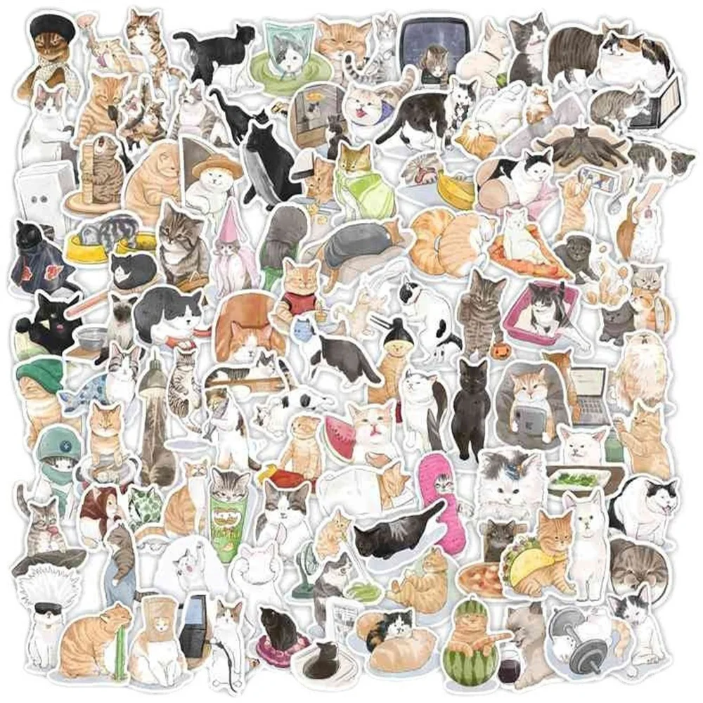 

10/30/50PCS New Cat Sticker Pack Cartoon Creative Animation Kids Computer Luggage TableCar Chair Decoration Waterproof Wholesale