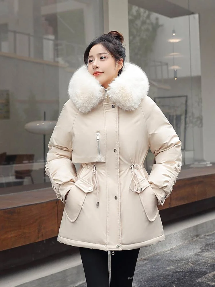 2022 New Women's Winter Jacket Hooded Short Thick Warm Cotton Padded Jackets Parkas Woman Candy Color Winter Coat