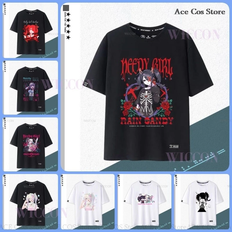 Черная футболка с коротким рукавом для косплея NEEDY GIRL OVERDOSE Kangel Rain