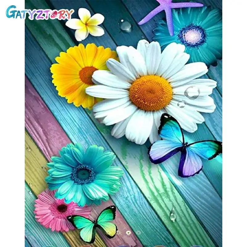 

GATYZTORY DIY Pictures By Number daisy Kits Painting By Numbers Flowers Hand Painted Picture Art Drawing On Canvas Gift Home Dec