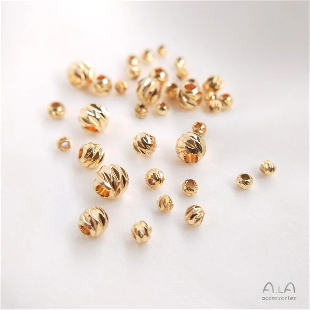 Купи Gold beads 14k clad gold cross cut flower beads round beads diy handmade string bracelet necklace jewelry spacer loose beads за 42 рублей в магазине AliExpress