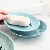 household bathroom european style oval soap box plastic simple double drain soaps dish bathroom face soaps holder soap box