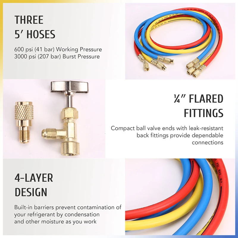 Манометр переменного тока R134a R12 R22 R502 3-ходовой Автомобильный датчик