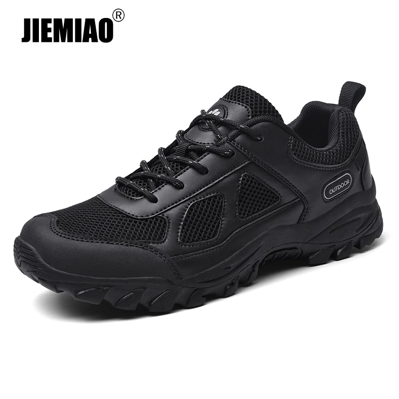 

JIEMIAO High Quality Outdoor Men's Hiking Boots Mountain Climbing Shoes Mesh Breathable Anti-skid Trekking Sneakers Large Size
