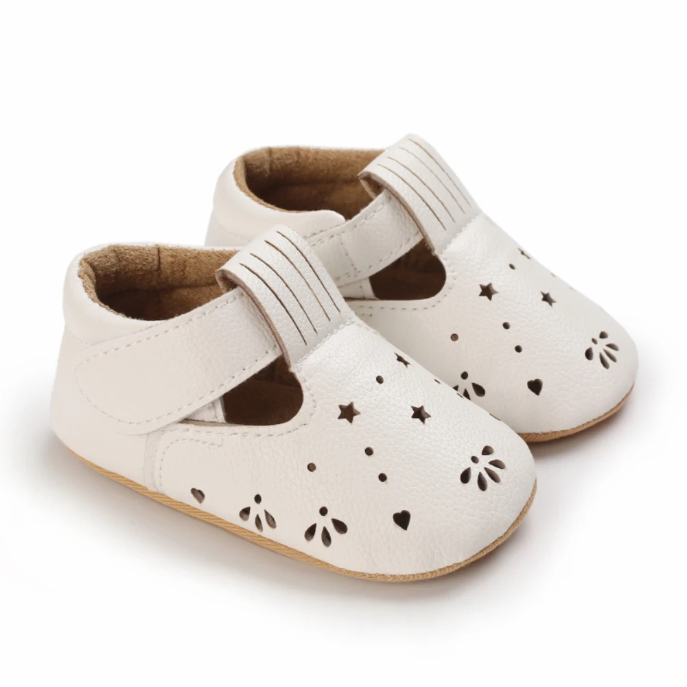 

Bobora Baby Sneakers Soft Non-Slip Sole T-Strap Shoes PU Leather Baby Hallow Out Casual Prewalker Crib Shoes 0-18M Boots