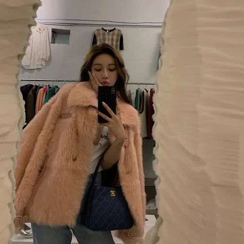 

Мех 2023, милое пальто, повседневное зимнее пальто, женское шикарное меховое пальто из овчины, женская меховая куртка, Casacos De Inverno FC