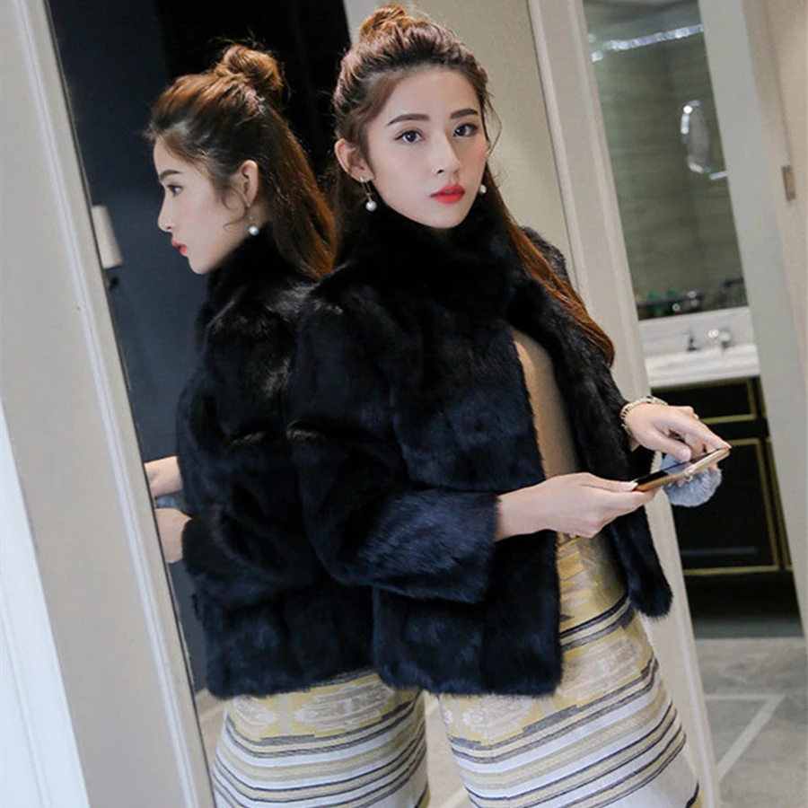White Winter Warm Faux Mink Fur Coat Short Women Plush Thick Casual Korean Furry Outwear Street Wear Solid Windbreaker Jacket