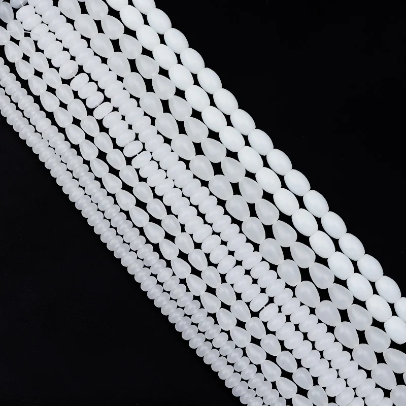 

1String Glass Beads White Water Droplet Shape Multi Size Spacer Beads Diy Fashion Jewelry Bracelet Necklace Accessories