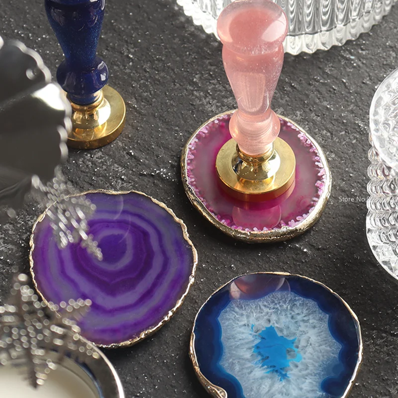 Fire Lacquer Seal Pad Stamping Practice Demoulding Tool Marbled Ceramic Agate Stone Wax Invitation Card