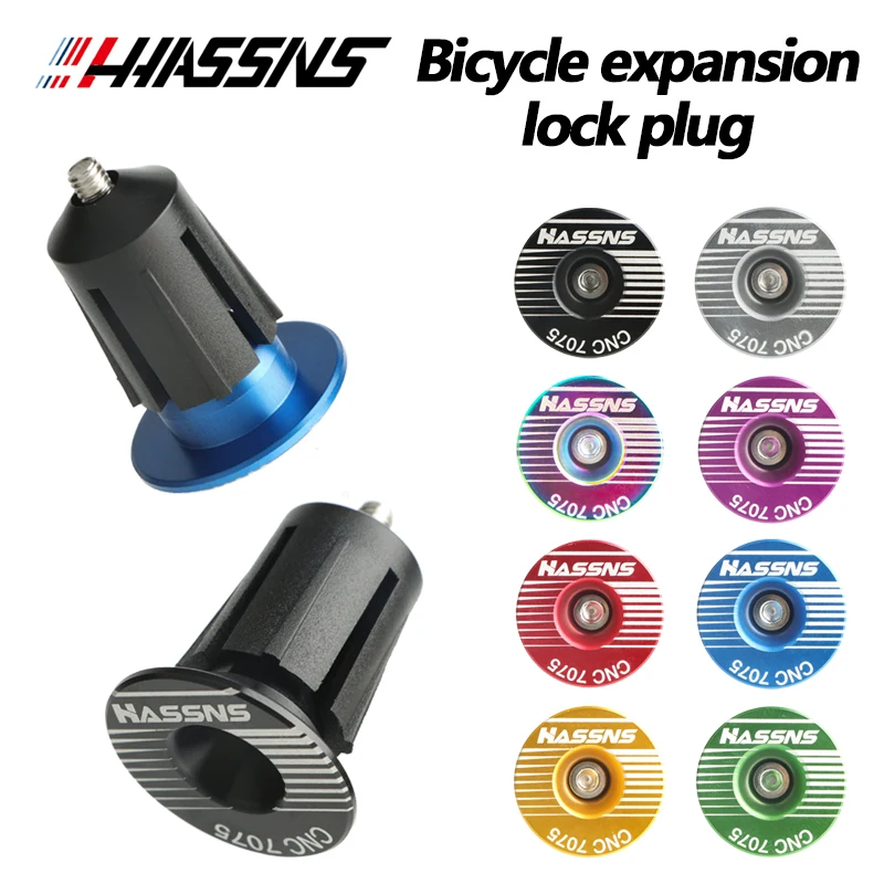 

HASSNS Bicycle Handlebar Plugs MTB Grip Cap Bar End Road Mountain Bike Lock Handle Cover Expansion for BMX Cuffs Aluminium Alloy