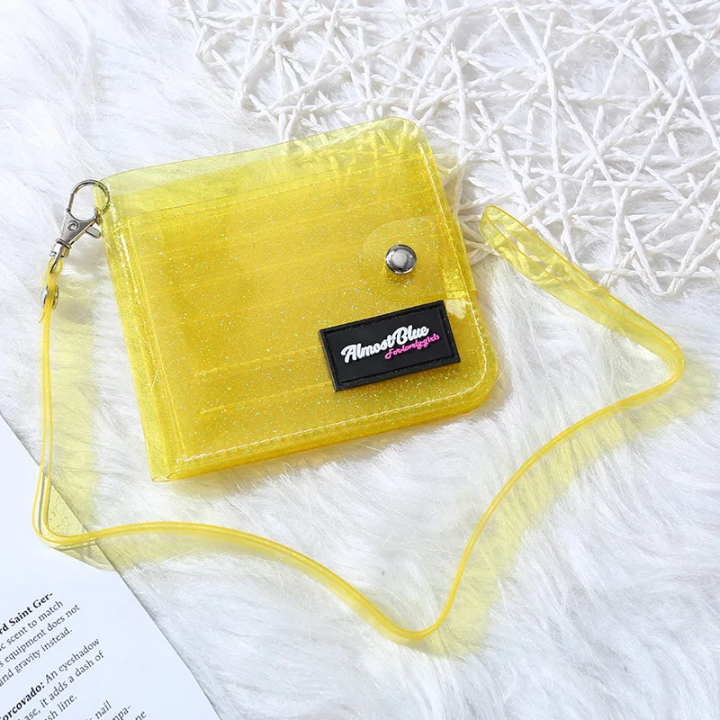 Transparent Women Purse PVC Laser Clear Jelly Bag Mini Money Credit Card Holder Clear Wallet Bags Ladies Purse XWith Neck String images - 6