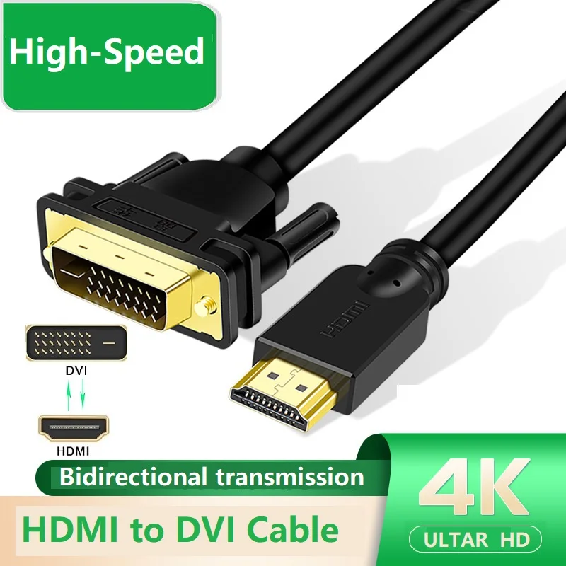 

4K Φ 1,5 m Bi-направленный Высокоскоростной HDMI штекер к Кабель HDMI-DVI 24 + 1 Штекерный адаптер для PS5 PS4 PS3 Raspberry Pi Roku XboxOne
