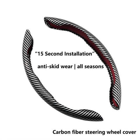 Автомобильный Универсальный чехол на руль из углеродного волокна с лазерным рисунком, универсальный Противоскользящий чехол