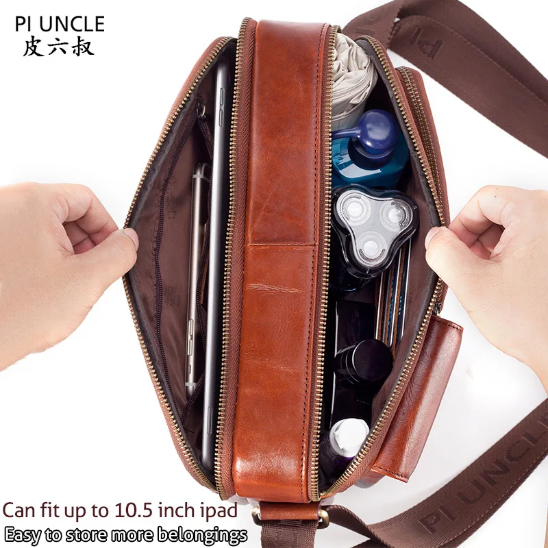 High Quality Leather Cross-body Bag for Men Vintage Cowhide Cross Style Briefcase Business Travel Bag