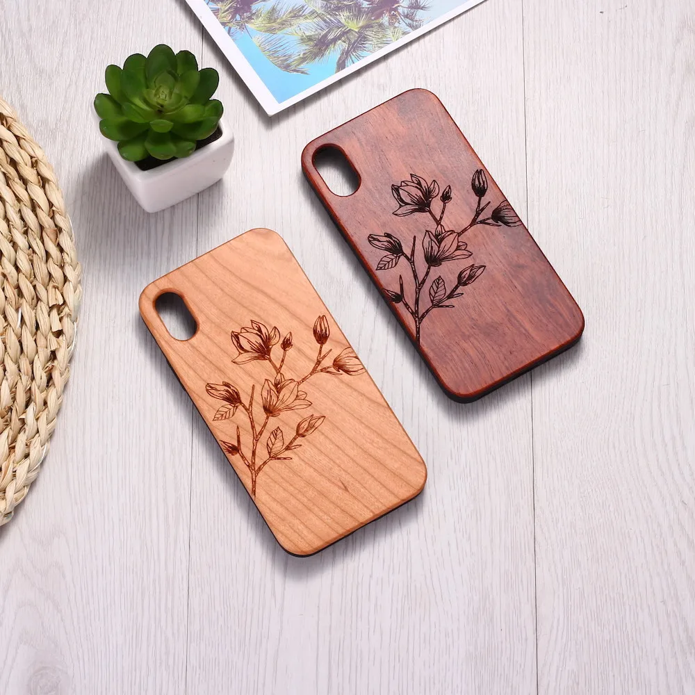 

Деревянный чехол для телефона iPhone 11, 12, 13 Pro Max, X, XS, 5, 6, 7, 8, 6s Plus, SE, 12, 13, мини-чехол для телефона с изображением магнолии, кленового листа, одуван...