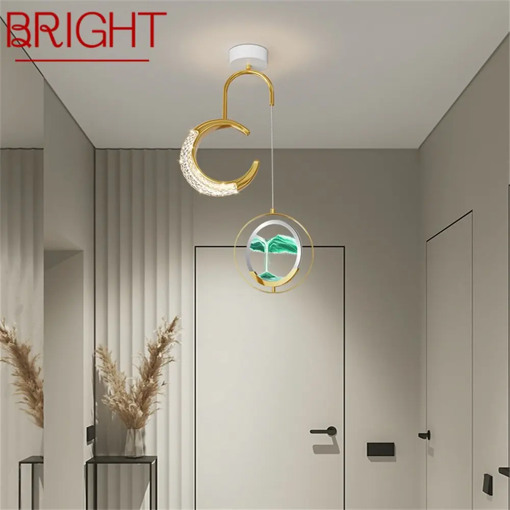 

BRIGHT Contemporary Gold Pendant Lights LED Creative Hourglass Hanging Lamp for Home Aisle Decor Fixtures