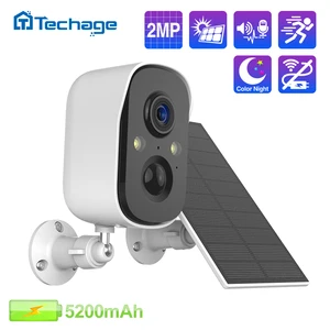 Techage H.265 1080P Solar Camera Rechargeable Battery Camera Smart AI Recognition Two-way Audio Record Colorful Night Vision P2P