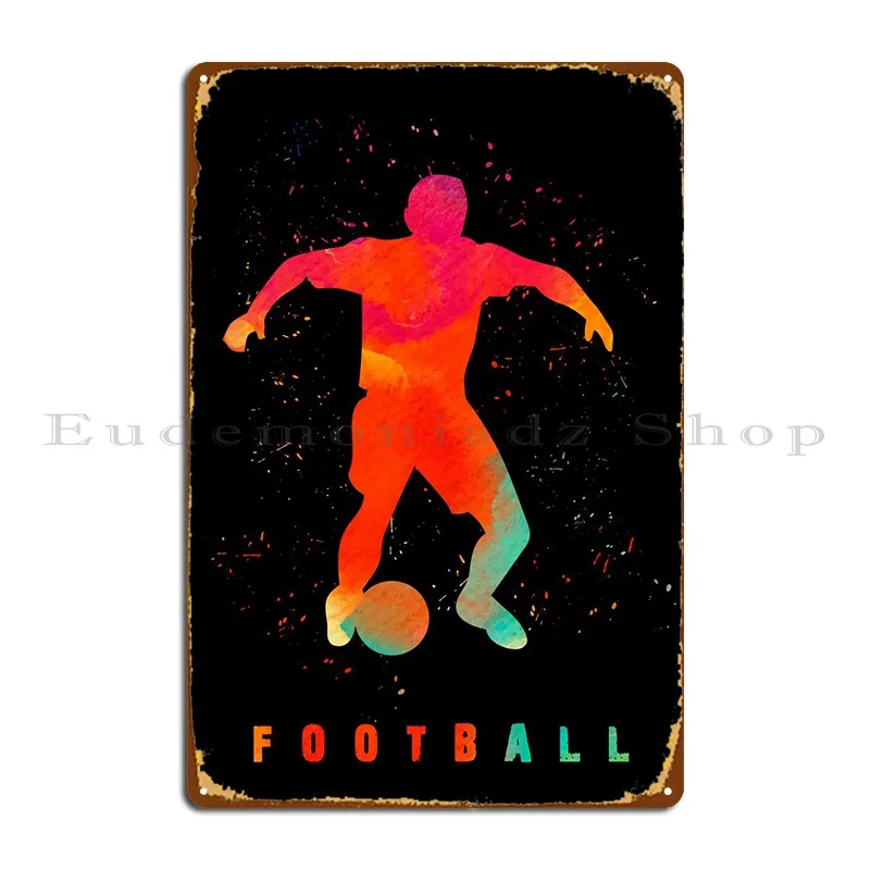 

Football Player Colorful Metal Sign Design Plaques Wall Mural Designer Create Tin Sign Poster