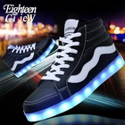 Светящиеся кроссовки для мужчин, высокие, с USB-зарядкой, обувь для бега, Размеры 35-44
