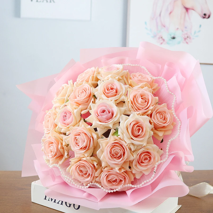 Букет увлажняющих роз на ощупь 10 шт. букет день матери Свадебный домашний декор