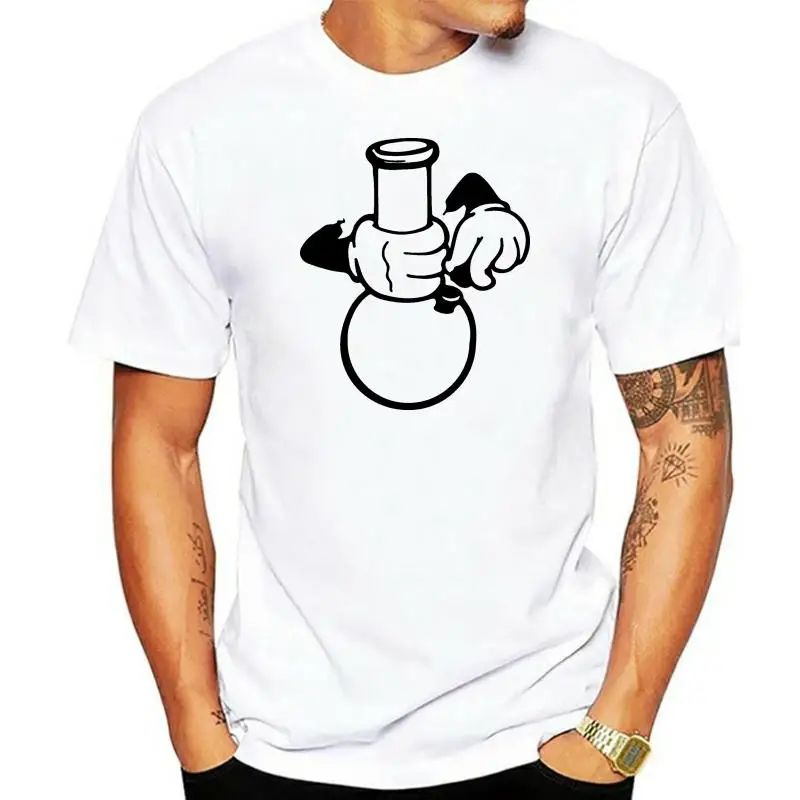 

2022 New Summer Men Hot Sale Fashion Cartoon Hands Lighting A Bong Weed Smoke Men's T Shirt White Top Tee Shirt