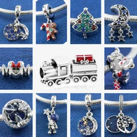 natsuki winter new 925 sterling silver beads christmas santa charm fit original pandora bracelet christmas jewelry