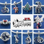 Natsuki Зимние Новые Искусственные Рождественские Подвески в виде Санты, оригинальные браслеты Pandora, рождественские украшения