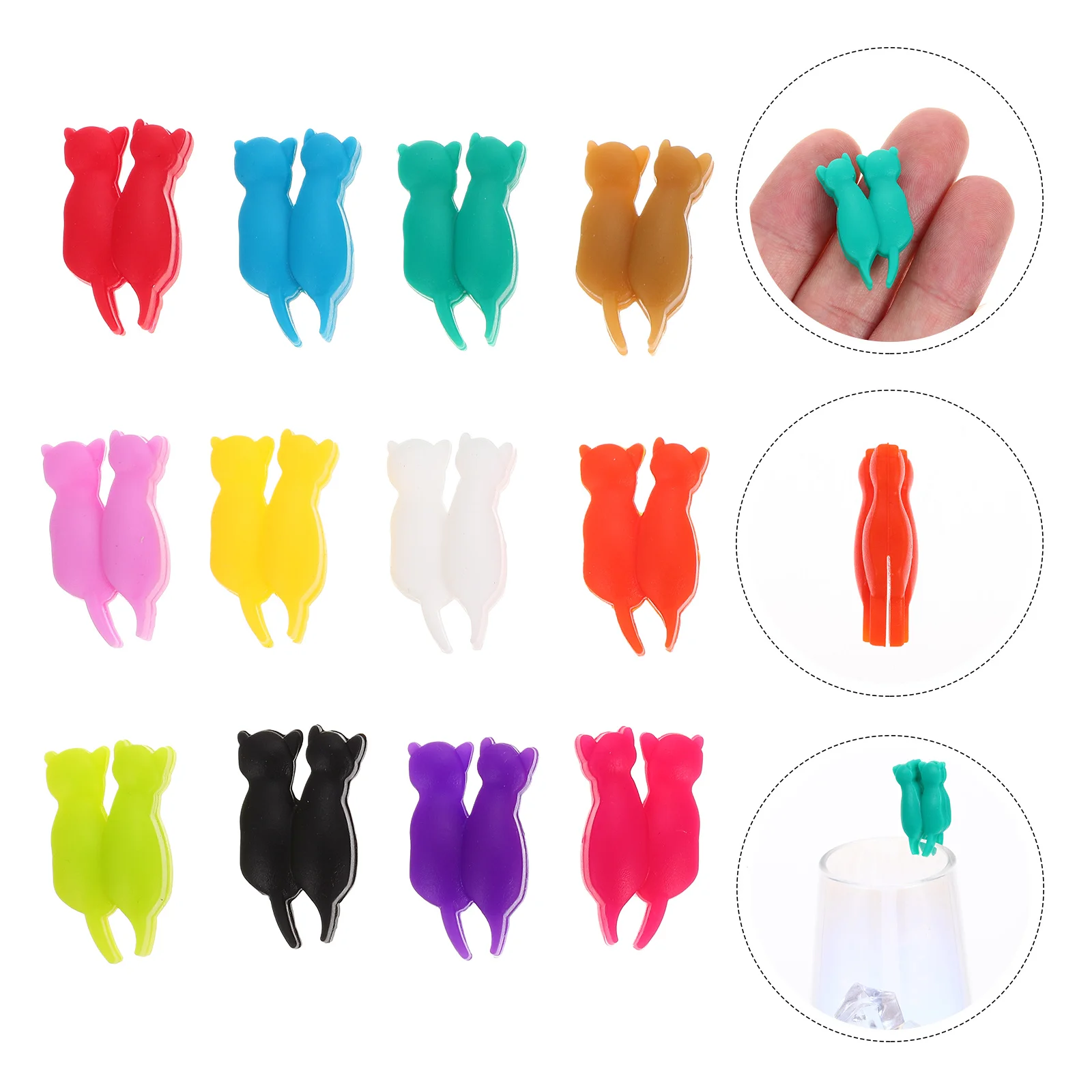 

12 Pcs Drink Tags Glass Marker Party Decor Silicone Cup 2.8X1.6X0.9CM Charm Silica Gel Clip Charms Decorative Ornament
