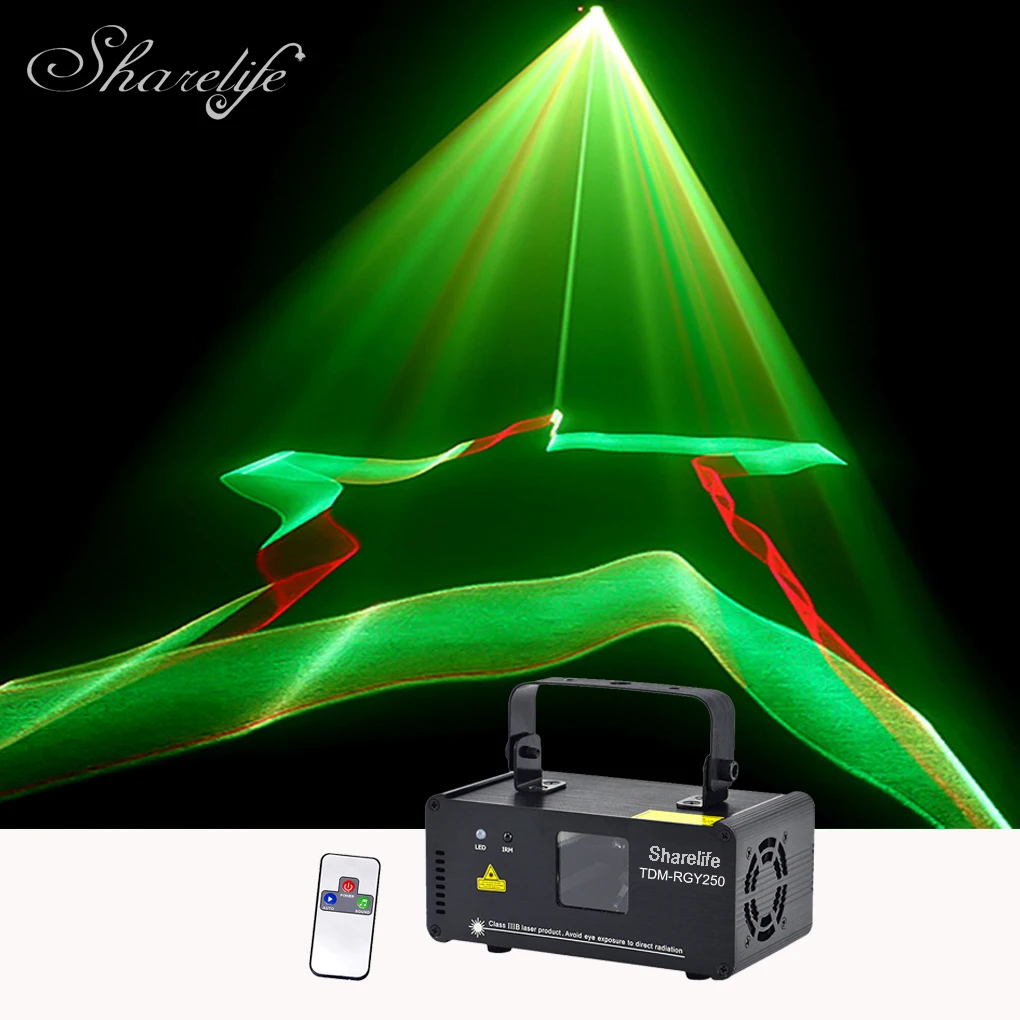 

Sharelife мини 3D Красный Зеленый Желтый DMX Лазерная сканирующая лампа PRO DJ Home вечерние Gig KTV эффект сценическое освещение дистанционная музыка TDM-RGY250