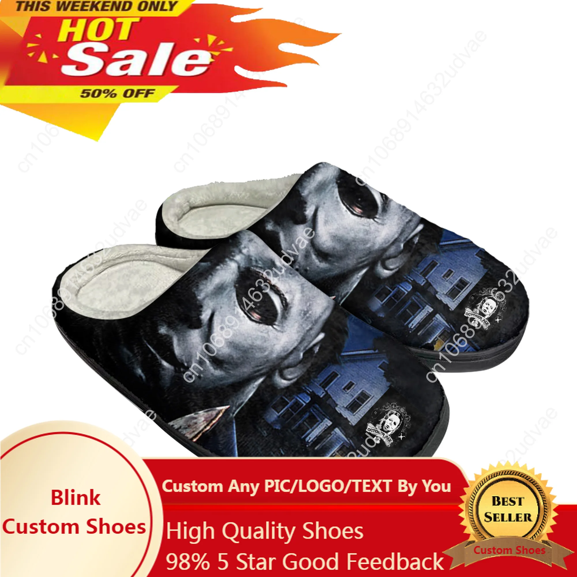 

Ужасные домашние хлопковые тапочки на Хэллоуин Майкл Майерс, мужские и женские сандалии, плюшевая Повседневная Теплая обувь, термотапочки