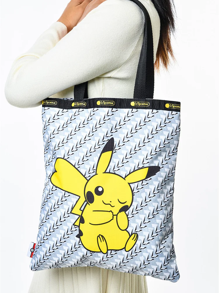 

Kawaii Lesportsac Pikachu мультяшная Женская модная Компьютерная сумка через плечо, Повседневная Большая вместительная сумка-тоут с принтом, Холщовая ...